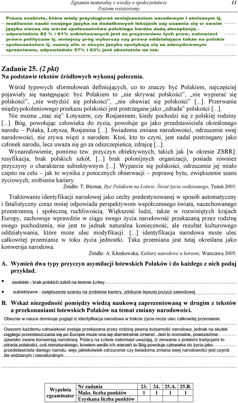 polskości, nie obawiać się polskości [...]. Przerwanie międzypokoleniowego przekazu polskości jest postrzegane jako zdrada polskości [...]. Nie można stać się Łotyszem, czy Rosjaninem, kiedy pochodzi się z polskiej rodziny [.