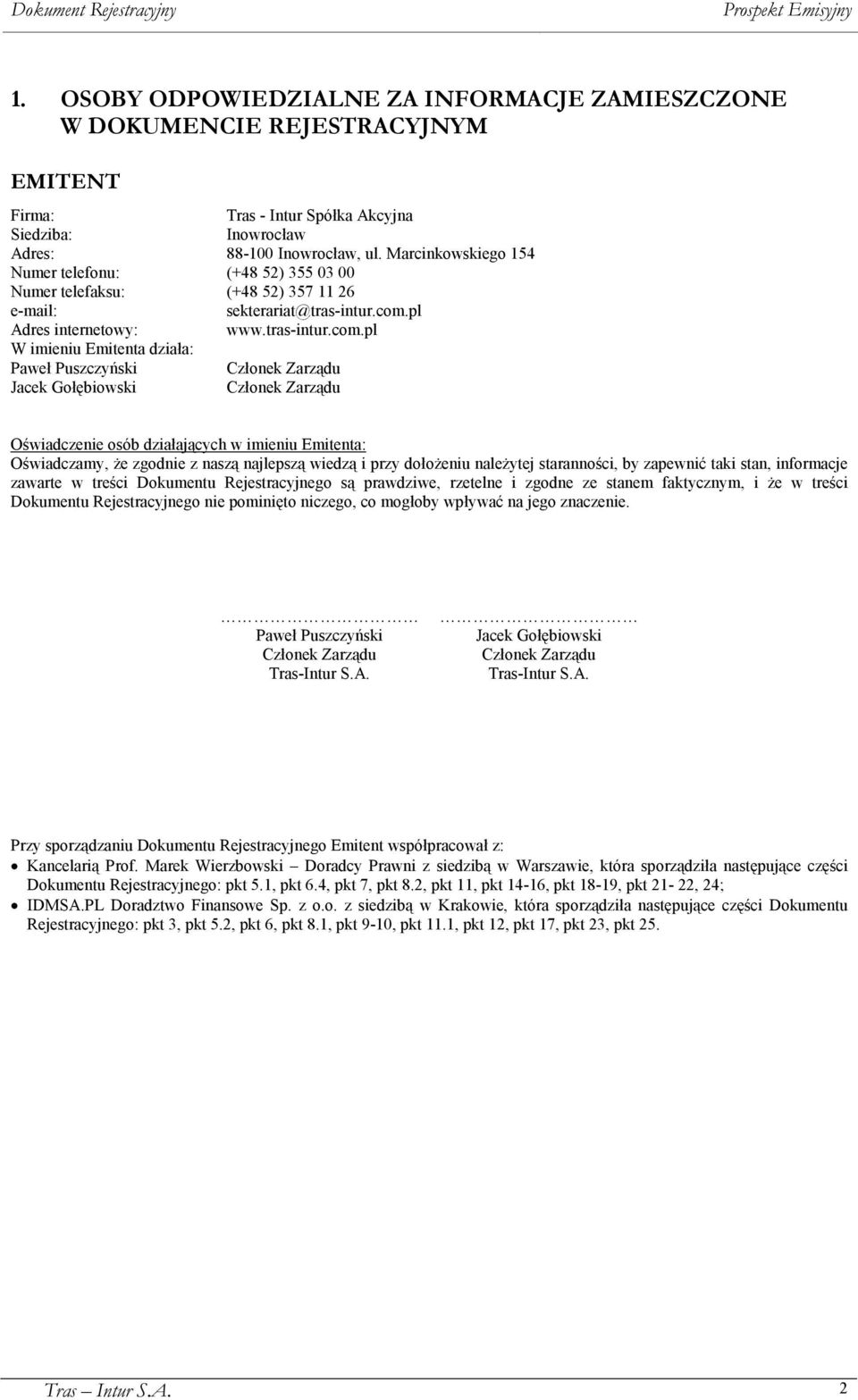 pl Adres internetowy: www.tras-intur.com.