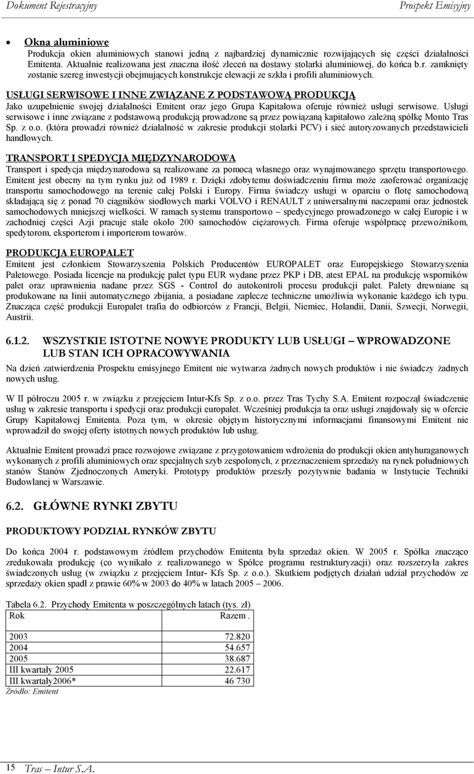 USŁUGI SERWISOWE I INNE ZWIĄZANE Z PODSTAWOWĄ PRODUKCJĄ Jako uzupełnienie swojej działalności Emitent oraz jego Grupa Kapitałowa oferuje również usługi serwisowe.