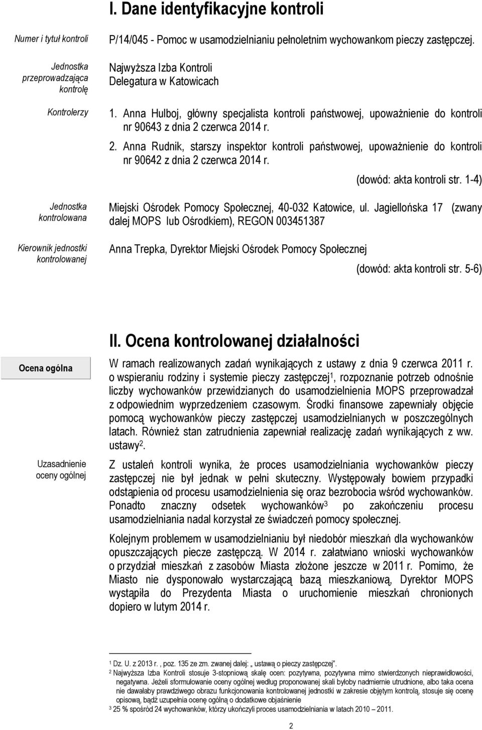 Anna Hulboj, główny specjalista kontroli państwowej, upoważnienie do kontroli nr 90643 z dnia 2 