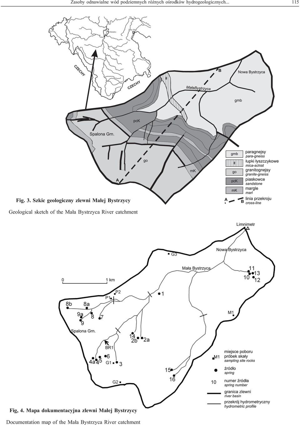 Szkic geologiczny zlewni Ma³ej Bystrzycy Geological sketch of the Ma³a
