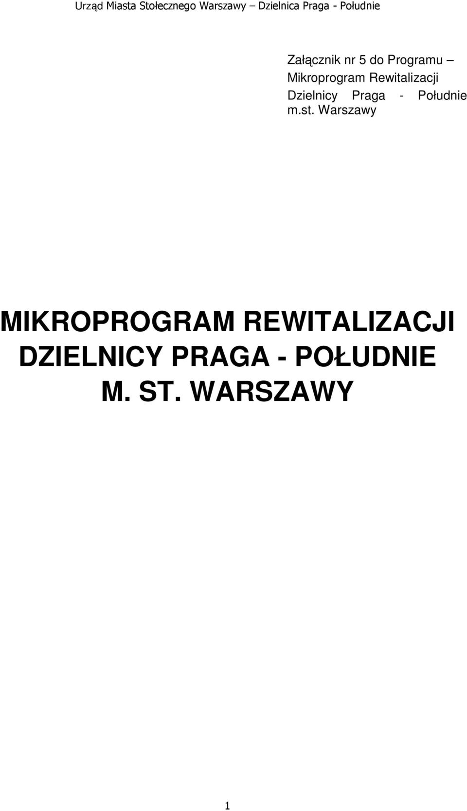m.st. Warszawy MIKROPROGRAM REWITALIZACJI