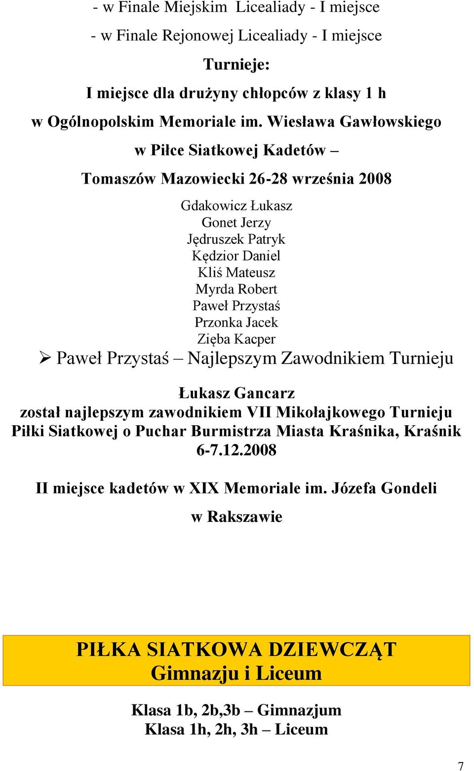 Przystaś Przonka Jacek Zięba Kacper Paweł Przystaś Najlepszym Zawodnikiem Turnieju Łukasz Gancarz został najlepszym zawodnikiem VII Mikołajkowego Turnieju Piłki Siatkowej o Puchar