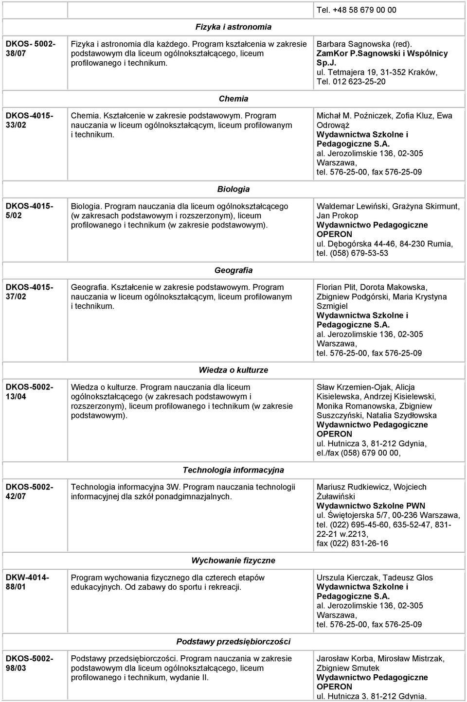 Kształcenie w zakresie podstawowym. Program Wiedza o kulturze Wiedza o kulturze.