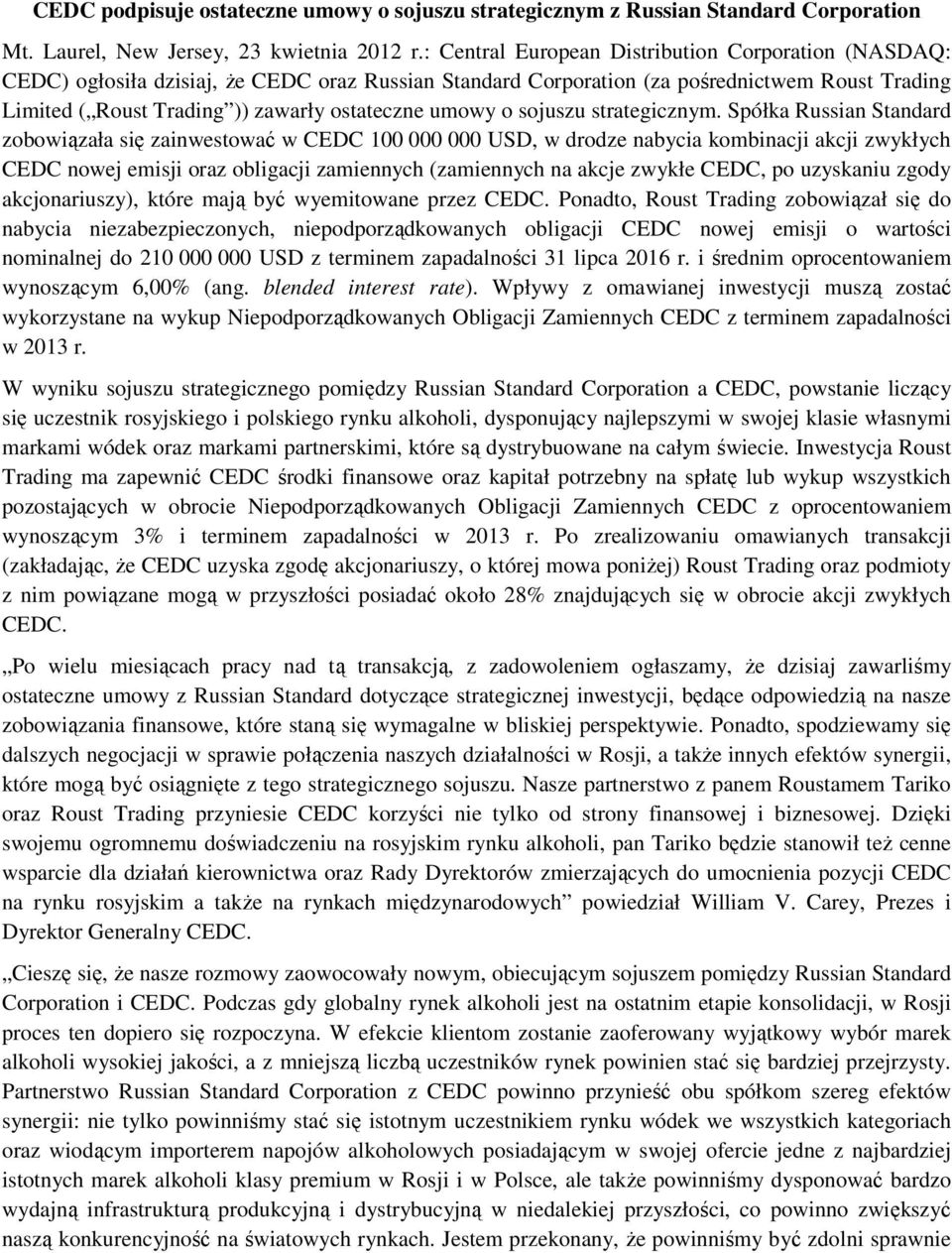 umowy o sojuszu strategicznym.