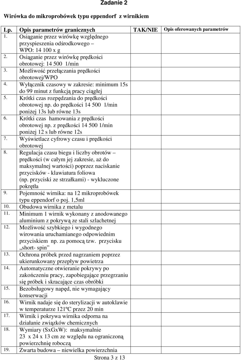 Wyłącznik czasowy w zakresie: minimum 15s do 99 minut z funkcją pracy ciągłej 5. Krótki czas rozpędzania do prędkości obrotowej np. do prędkości 14 500 1/min poniŝej 13s lub równe 13s 6.