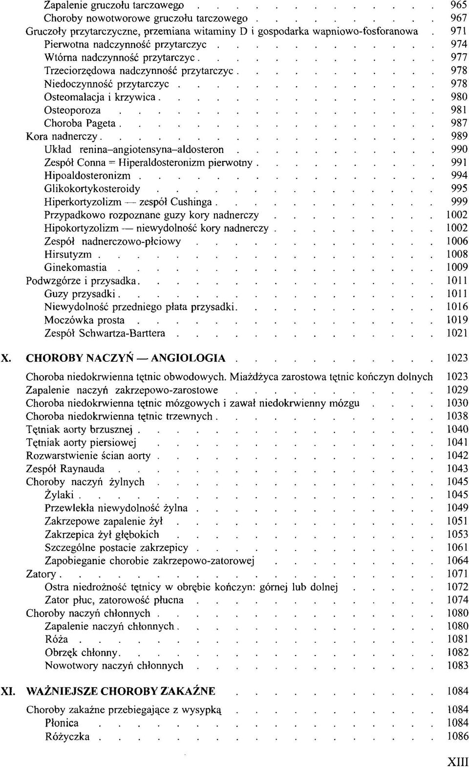 renina-angiotensyna-aldosteron 990 Zespół Conna = Hiperaldosteronizm pierwotny 991 Hipoaldosteronizm 994 Glikokortykosteroidy 995 Hiperkortyzolizm zespół Cushinga 999 Przypadkowo rozpoznane guzy kory