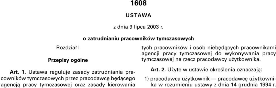 kierowania 1608 USTAWA z dnia 9 lipca 2003 r.