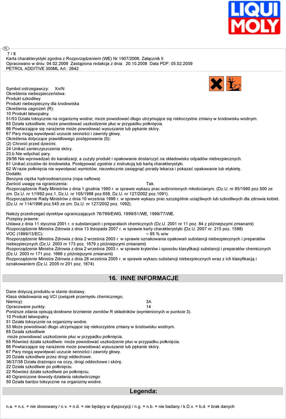 66 Powtarzające się narażenie może powodować wysuszanie lub pękanie skóry. 67 Pary mogą wywoływać uczucie senności i zawroty głowy.