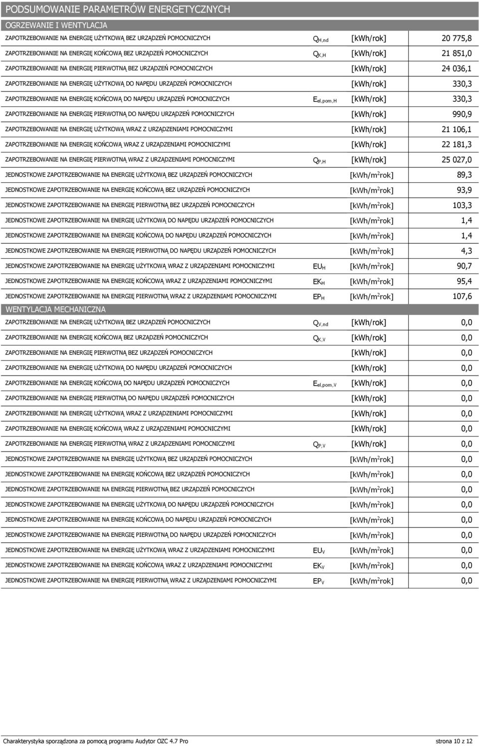 URZĄDZEŃ POMOCNICZYCH ZAPOTRZEBOWANIE NA ENERGIĘ PIERWOTNĄ DO NAPĘDU URZĄDZEŃ POMOCNICZYCH ZAPOTRZEBOWANIE NA ENERGIĘ UŻYTKOWĄ WRAZ Z URZĄDZENIAMI POMOCNICZYMI ZAPOTRZEBOWANIE NA ENERGIĘ KOŃCOWĄ WRAZ