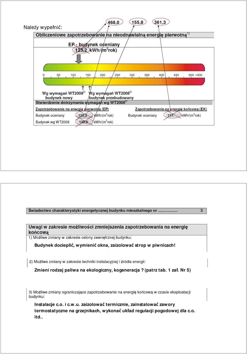 (patrz tab. 1 za. Nr 5) Instalacje c.o. i c.w.u.