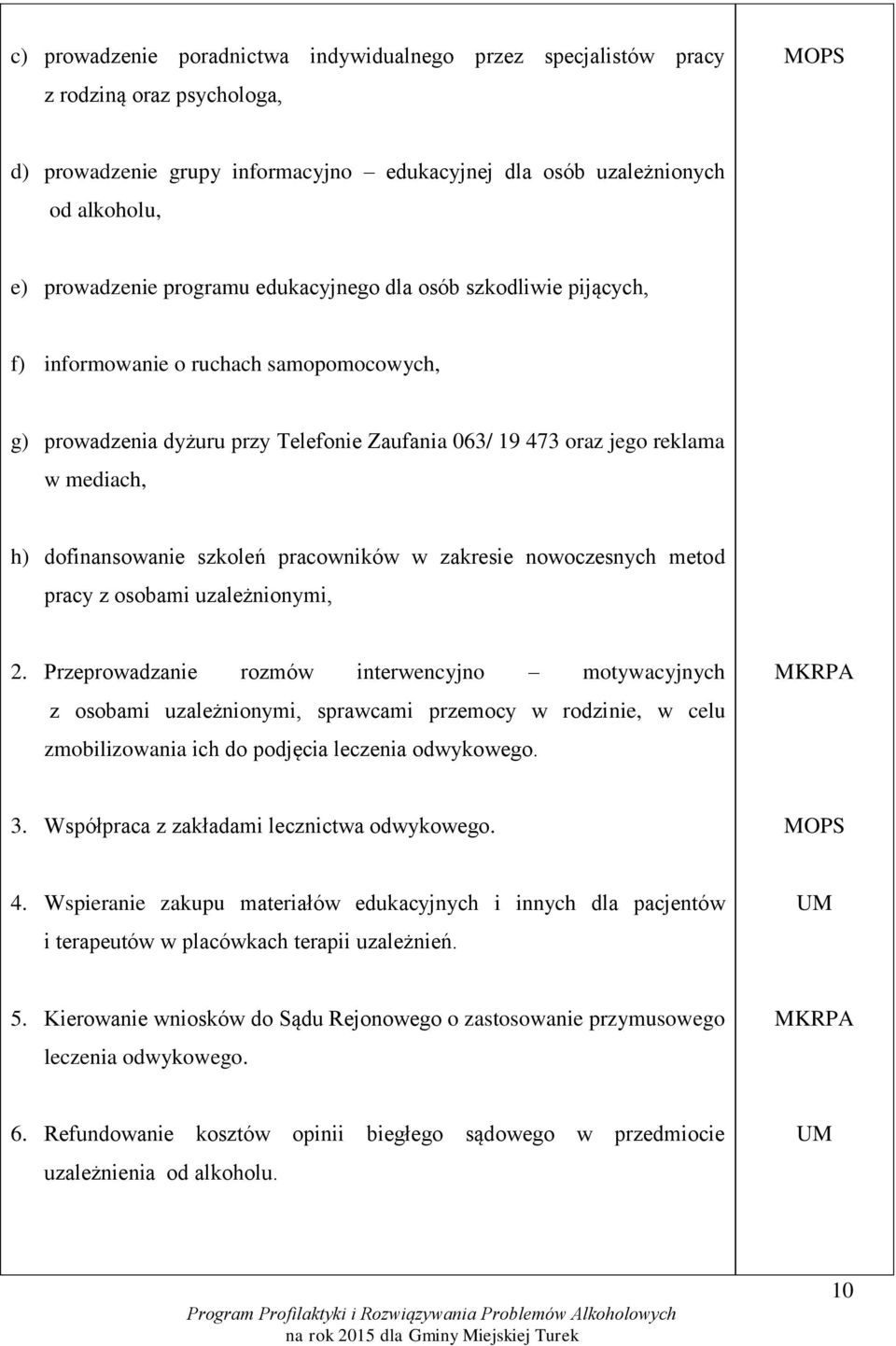 pracowników w zakresie nowoczesnych metod pracy z osobami uzależnionymi, 2.
