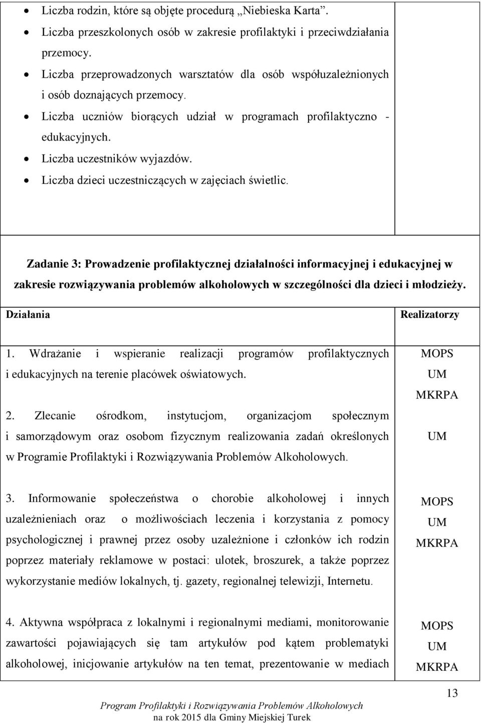 Liczba dzieci uczestniczących w zajęciach świetlic.