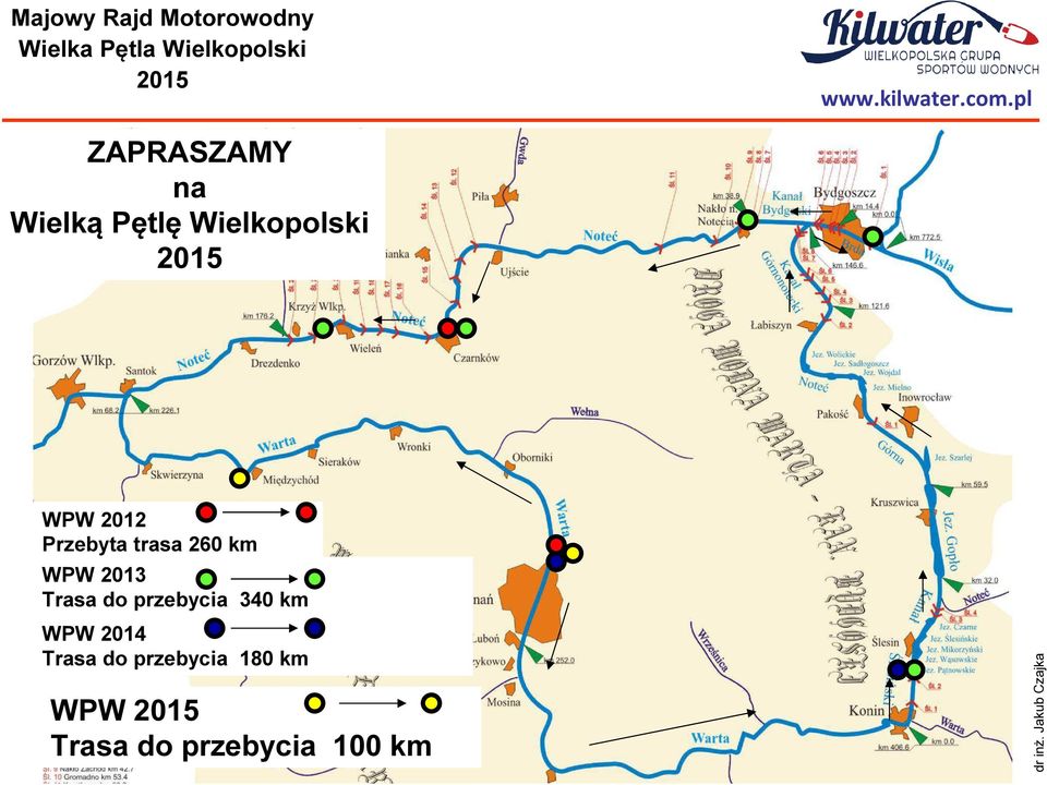 Trasa do przebycia 340 km WPW 2014 Trasa