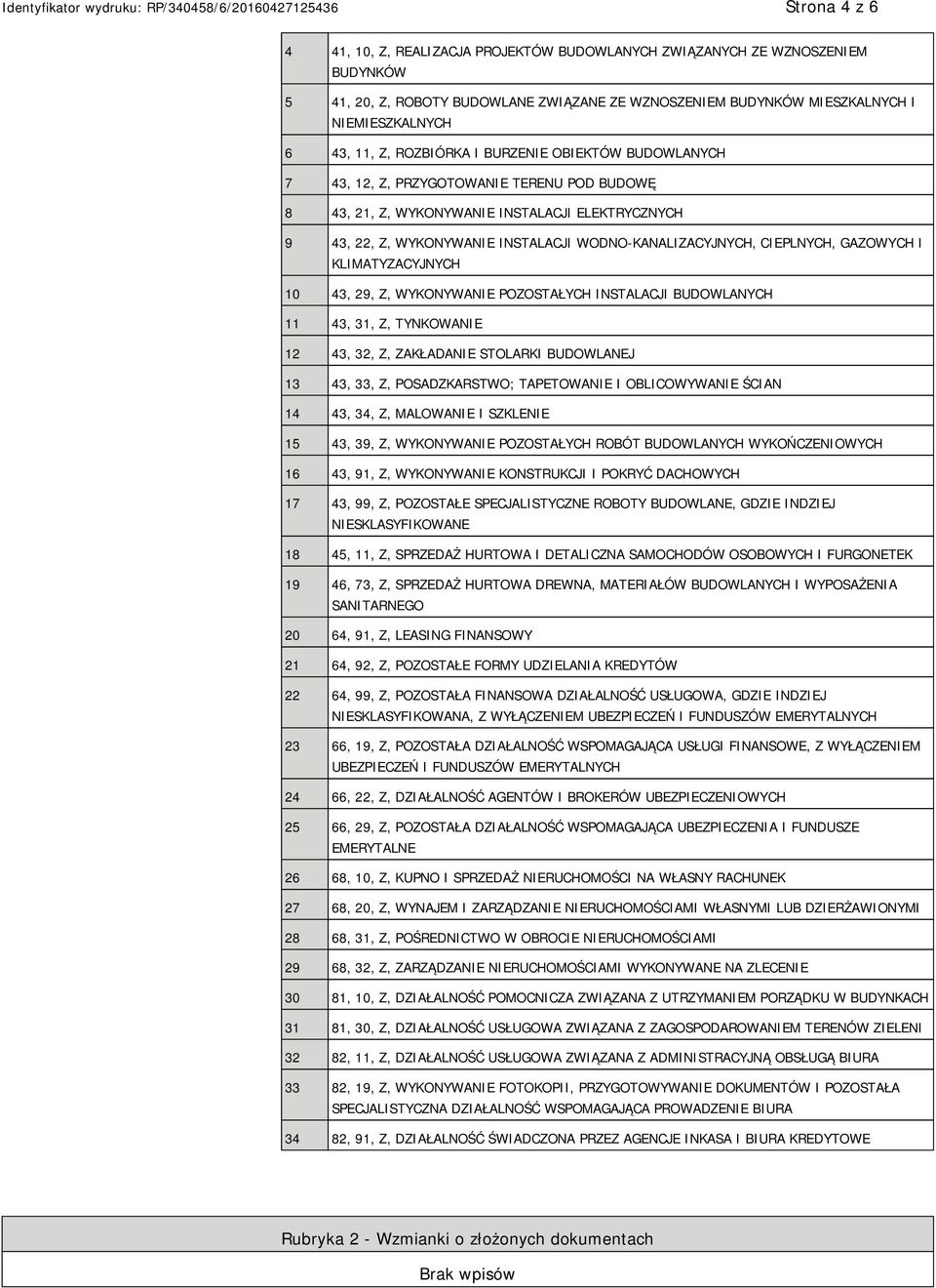 CIEPLNYCH, GAZOWYCH I KLIMATYZACYJNYCH 10 43, 29, Z, WYKONYWANIE POZOSTAŁYCH INSTALACJI BUDOWLANYCH 11 43, 31, Z, TYNKOWANIE 12 43, 32, Z, ZAKŁADANIE STOLARKI BUDOWLANEJ 13 43, 33, Z, POSADZKARSTWO;