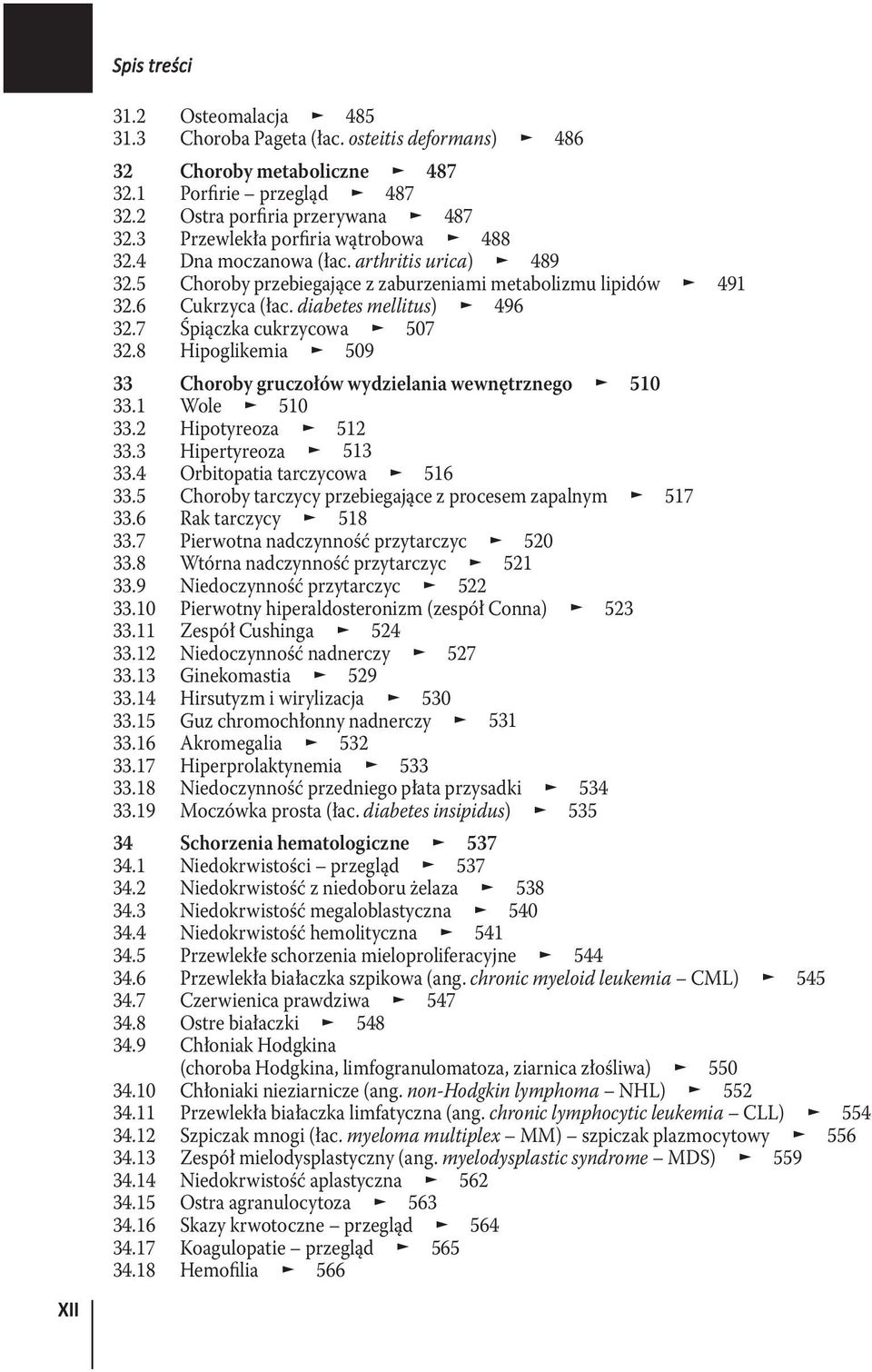 7 Śpiączka cukrzycowa 507 32.8 Hipoglikemia 509 33 Choroby gruczołów wydzielania wewnętrznego 510 33.1 Wole 510 33.2 Hipotyreoza 512 33.3 Hipertyreoza 513 33.4 Orbitopatia tarczycowa 516 33.