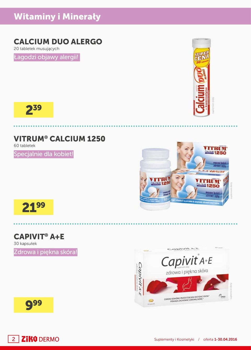 2 39 VITRUM CALCIUM 1250 60 tabletek Specjalnie dla kobiet!