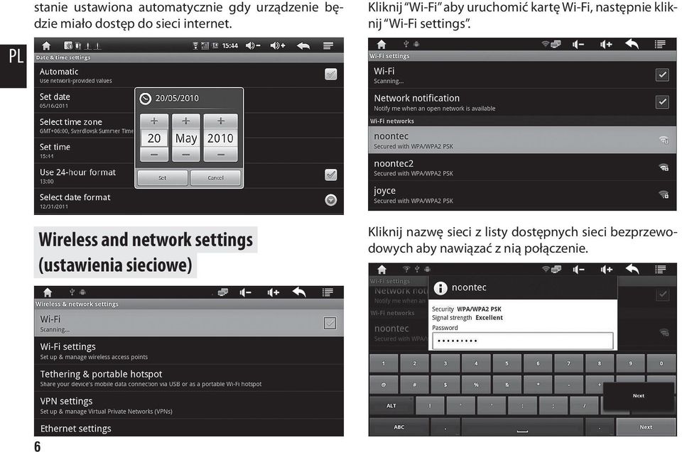 Kliknij Wi-Fi aby uruchomić kartę Wi-Fi, następnie kliknij Wi-Fi settings.