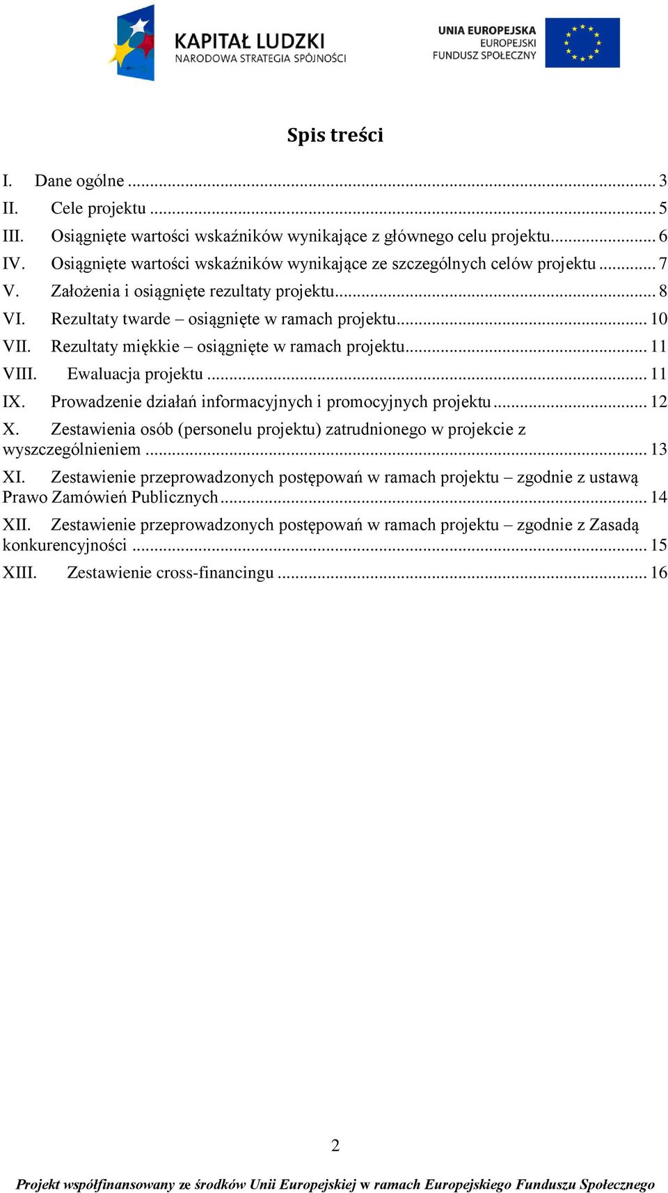 Rezultaty miękkie osiągnięte w ramach projektu... 11 VIII. Ewaluacja projektu... 11 IX. Prowadzenie działań informacyjnych i promocyjnych projektu... 12 X.