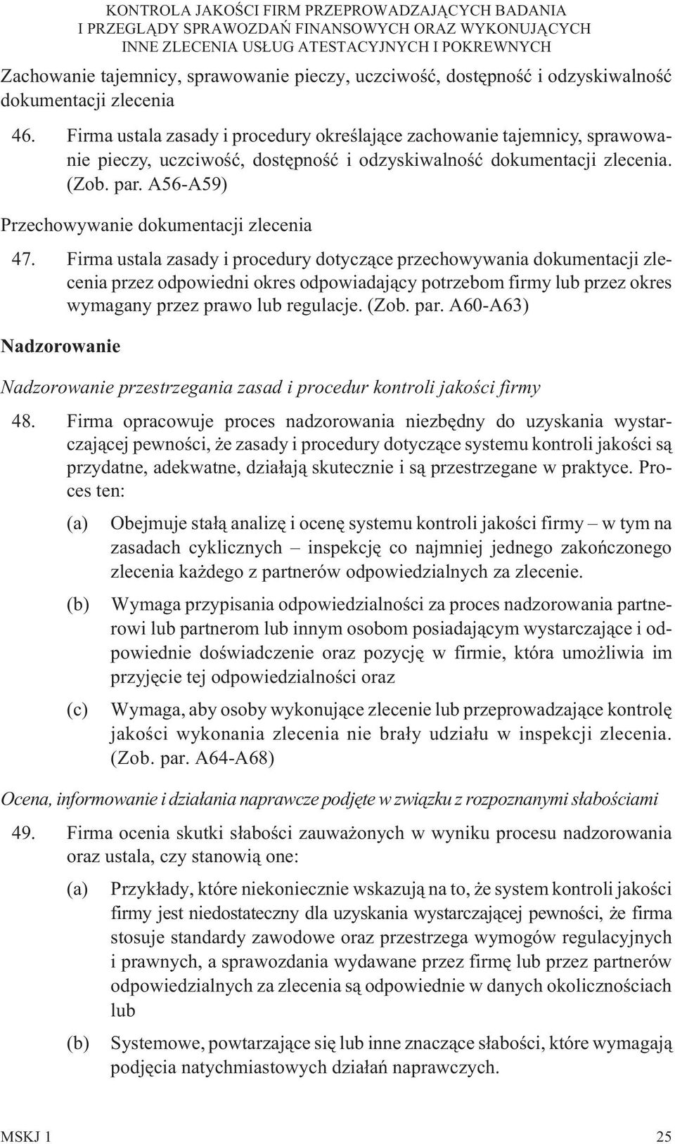 A56-A59) Przechowywanie dokumentacji zlecenia 47.