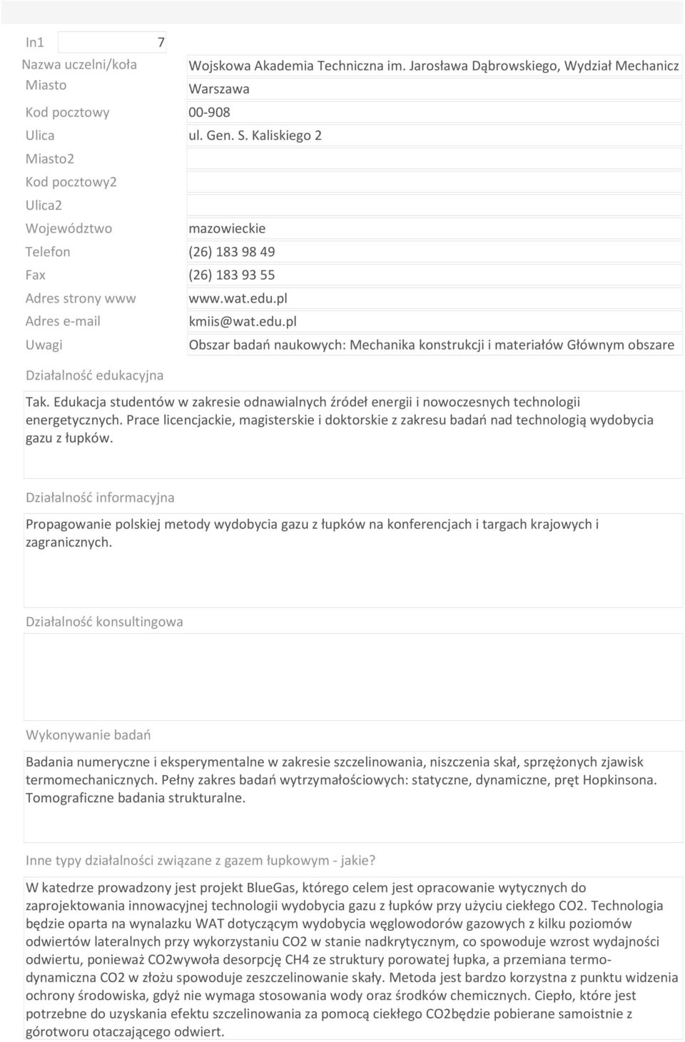 Edukacja studentów w zakresie odnawialnych źródeł energii i nowoczesnych technologii energetycznych.