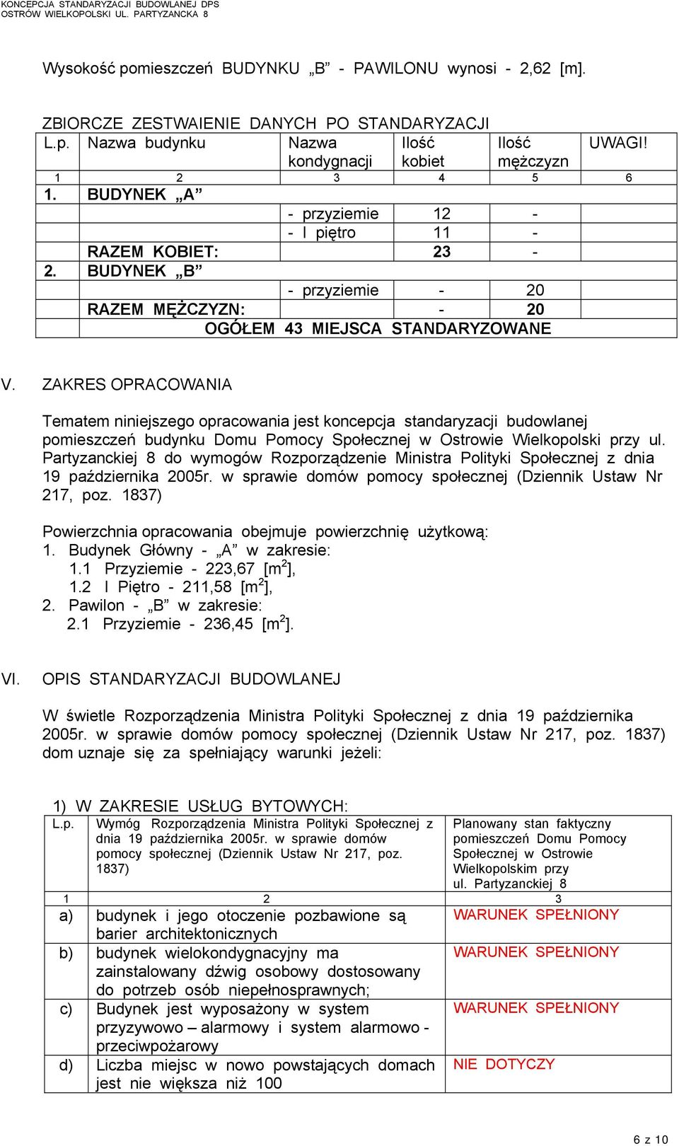 ZAKRES OPRACOWANIA Tematem niniejszego opracowania jest koncepcja standaryzacji budowlanej pomieszczeń budynku Domu Pomocy Społecznej w Ostrowie Wielkopolski przy ul.