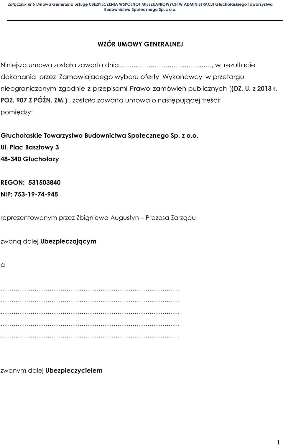 zamówień publicznych ((DZ. U. z 2013 r. POZ. 907 Z PÓŹN. ZM.