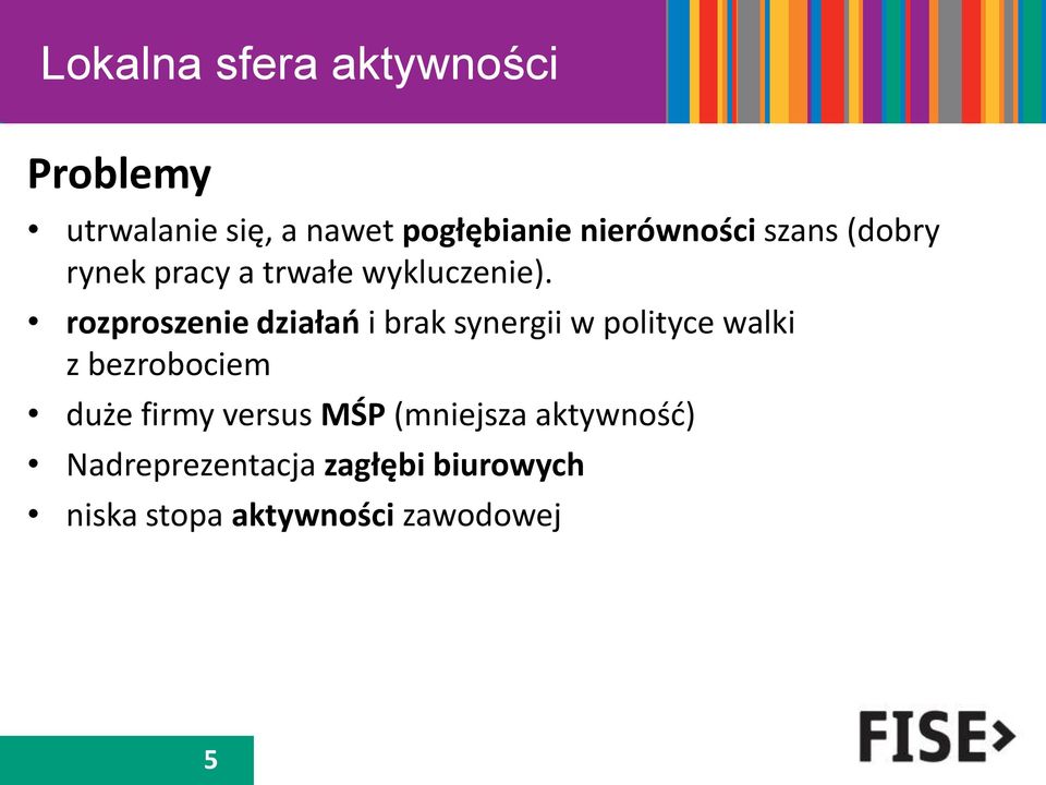 rozproszenie działań i brak synergii w polityce walki z bezrobociem duże