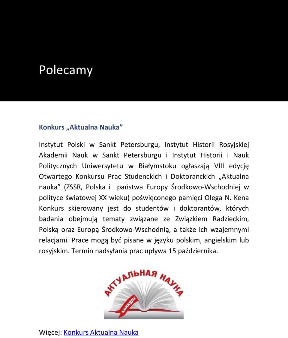 poświęconego pamięci Olega N.