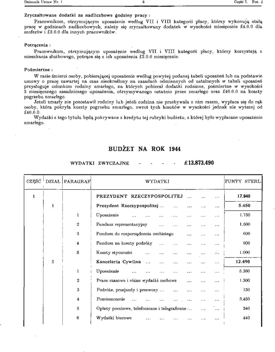 zryczałtowany dodatek w wysokości miesięcznie 4.0.0 dla szoferów i 2.0.0 dla innych pracowników.