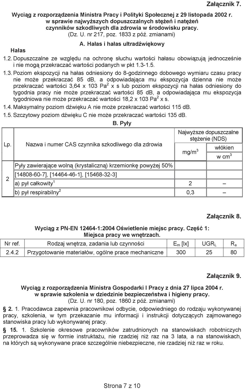 3-1.5. 1.3. Poziom ekspozycji na ha as odniesiony do 8-godzinnego dobowego wymiaru czasu pracy nie mo e przekracza 85 db, a odpowiadaj ca mu ekspozycja dzienna nie mo e przekracza warto ci 3,64 x 103