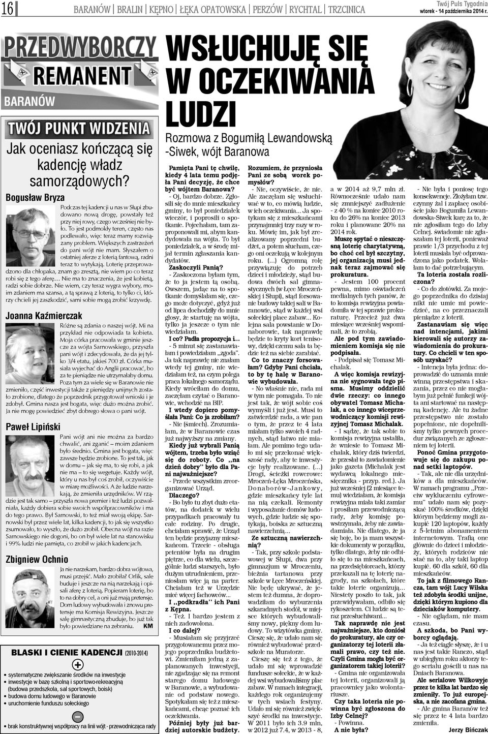 To jest podmok³y teren, czêsto nas podlewa³o, wiêc teraz mamy rozwi¹zany problem. Wiêkszych zastrze eñ do pani wójt nie mam. S³ysza³em o ostatniej aferze z loteri¹ fantow¹, radni teraz to wytykaj¹.