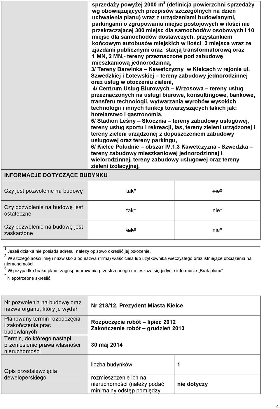 3 miejsca wraz ze zjazdami publicznymi oraz stacją transformatorową oraz 1 MN, 2 MN,- tereny przeznaczone pod zabudowę mieszkaniową jednorodzinną, 3/ Tereny Barwinka Kawetczyzny w Kielcach w rejonie