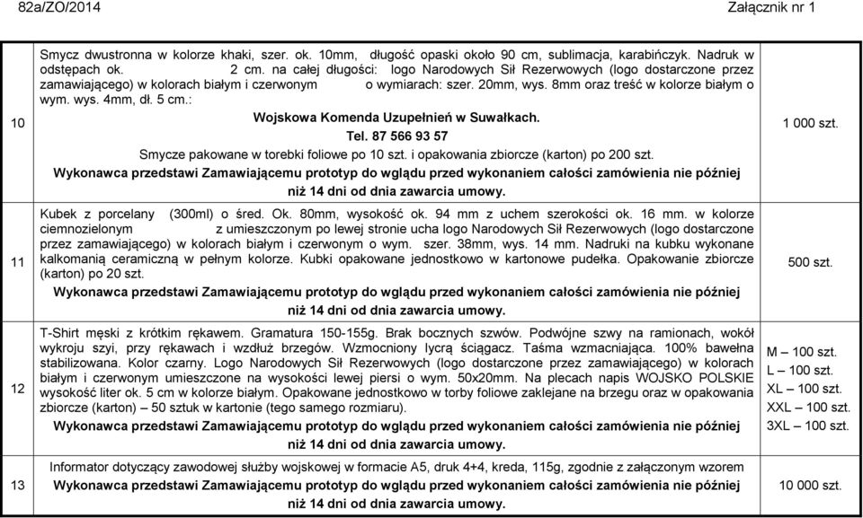 94 mm z uchem szerokości ok. 16 mm.