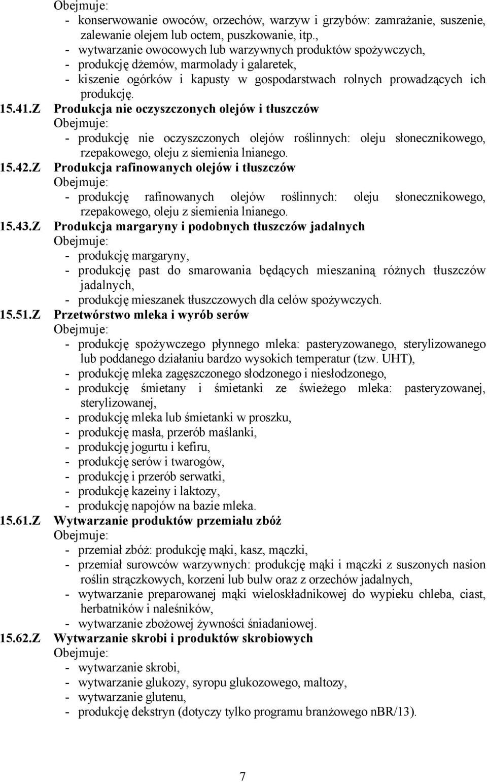 Z Produkcja nie oczyszczonych olejów i tłuszczów Obejmuje: - produkcję nie oczyszczonych olejów roślinnych: oleju słonecznikowego, rzepakowego, oleju z siemienia lnianego. 15.42.