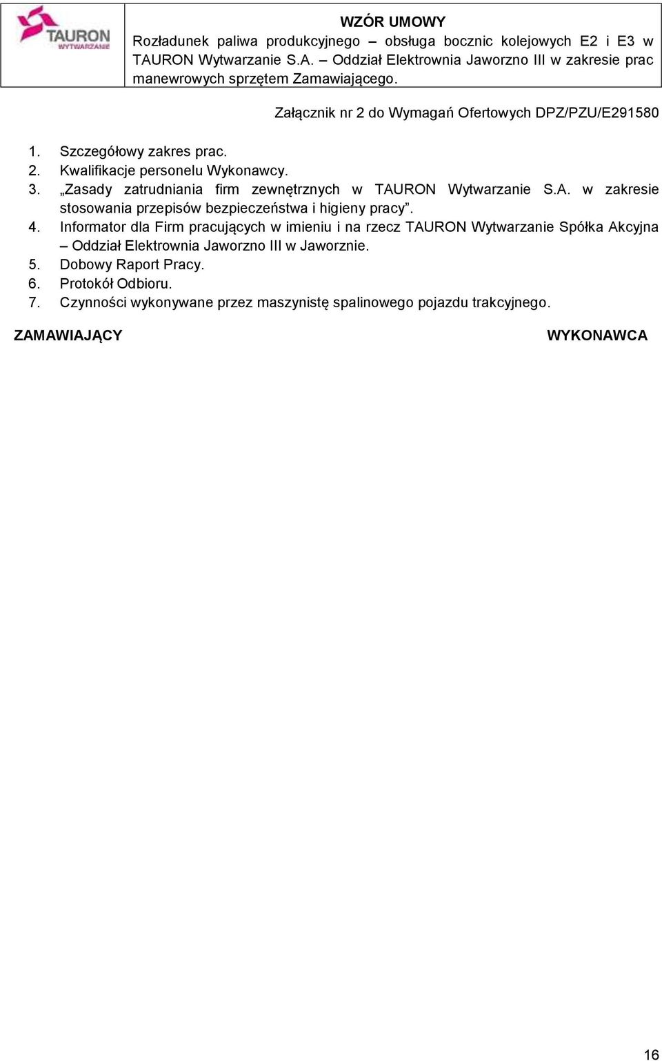 4. Informator dla Firm pracujących w imieniu i na rzecz TAURON Wytwarzanie Spółka Akcyjna Oddział Elektrownia Jaworzno