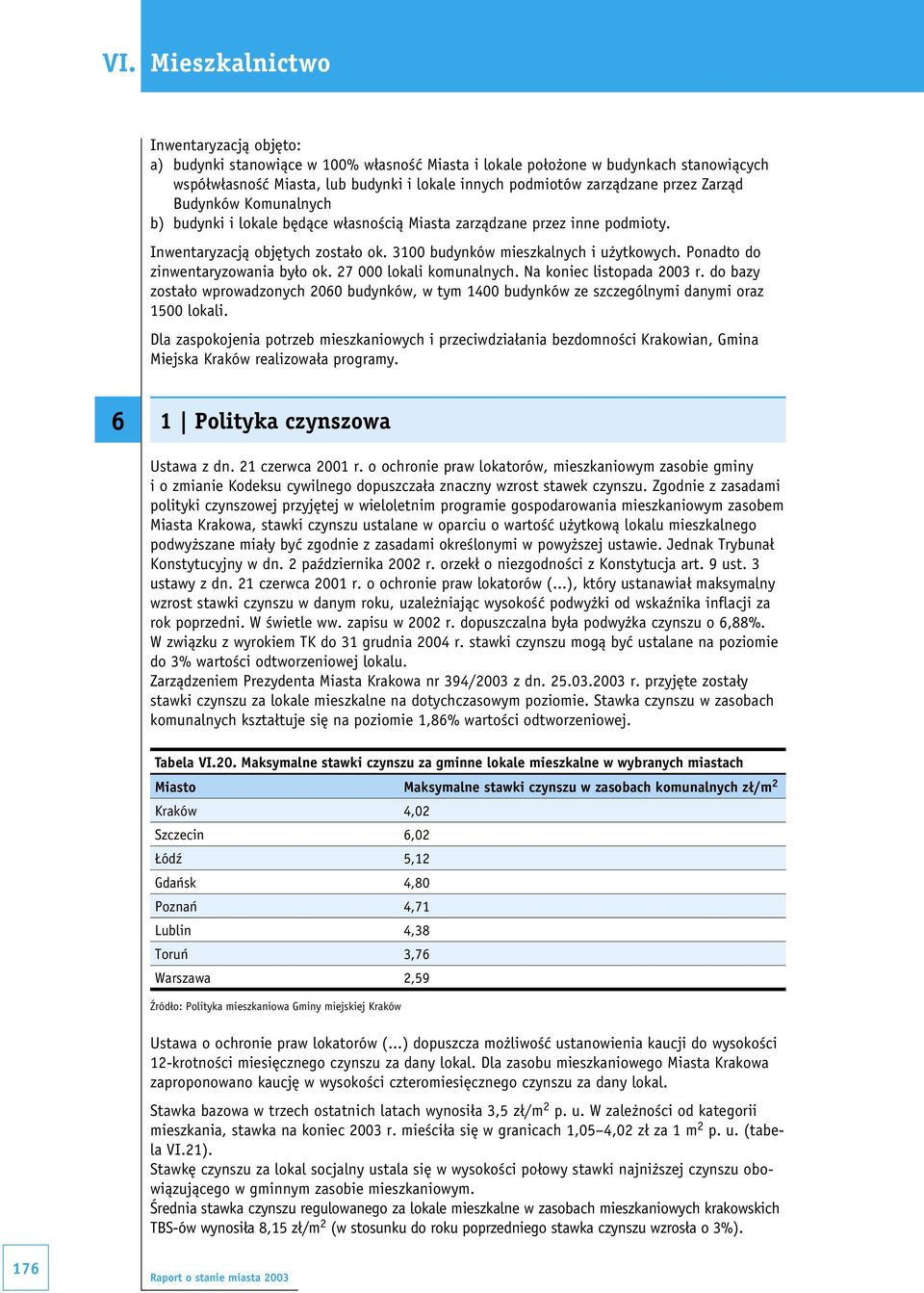 Ponadto do zinwentaryzowania było ok. 27 000 lokali komunalnych. Na koniec listopada 2003 r. do bazy zostało wprowadzonych 2060 budynków, w tym 1400 budynków ze szczególnymi danymi oraz 1500 lokali.