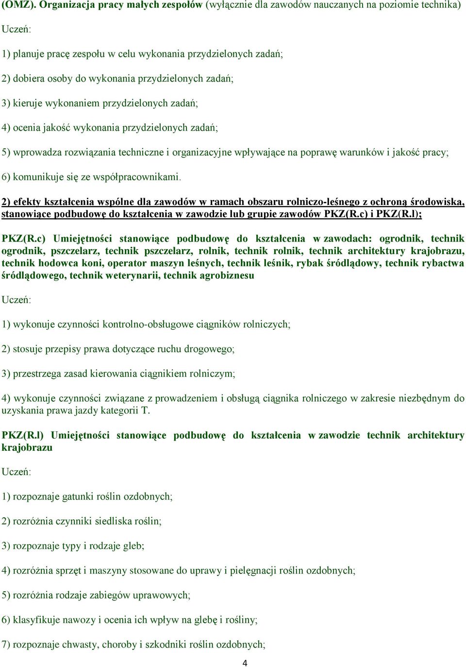 zadań; 3) kieruje wykonaniem przydzielonych zadań; 4) ocenia jakość wykonania przydzielonych zadań; 5) wprowadza rozwiązania techniczne i organizacyjne wpływające na poprawę warunków i jakość pracy;