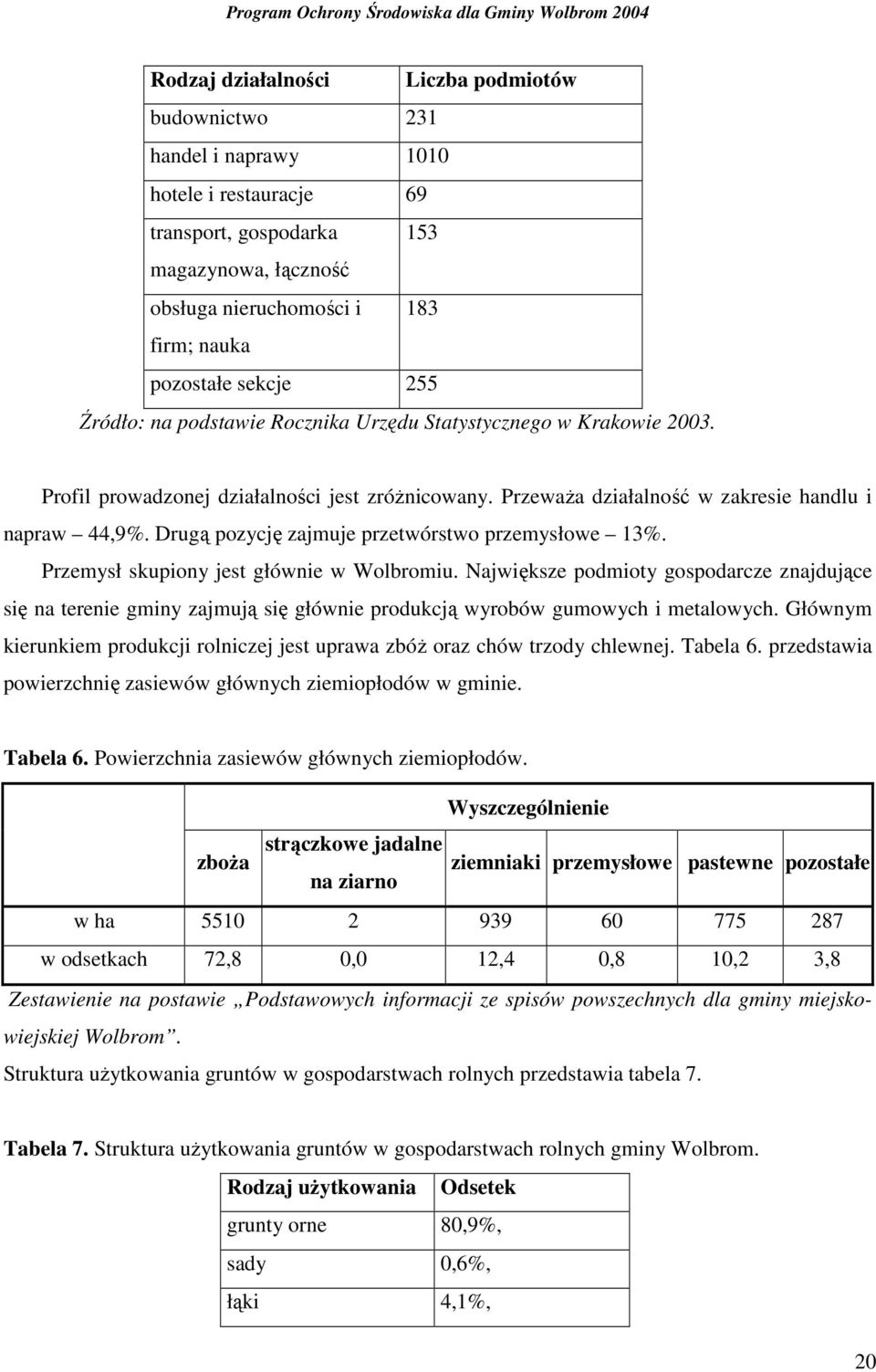 Drugą pozycję zajmuje przetwórstwo przemysłowe 13%. Przemysł skupiony jest głównie w Wolbromiu.