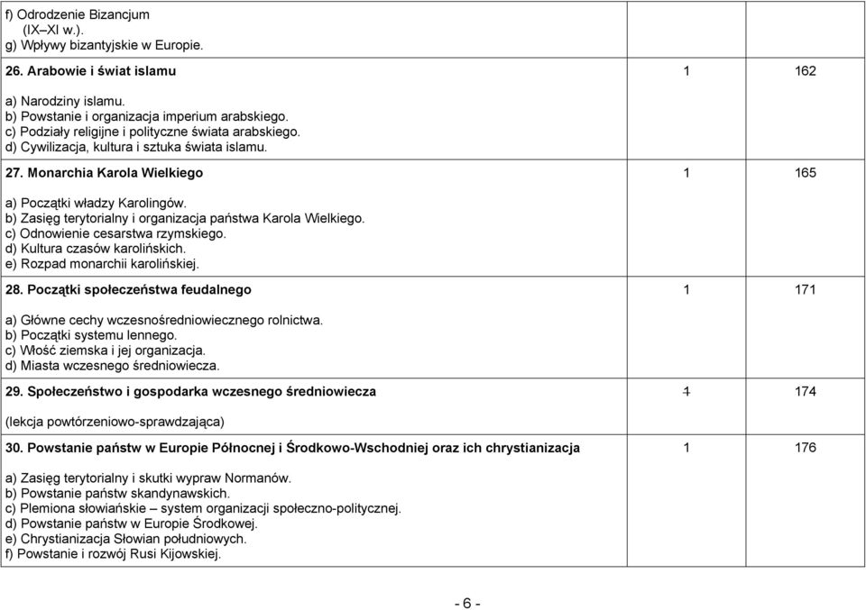 b) Zasięg terytorialny i organizacja państwa Karola Wielkiego. c) Odnowienie cesarstwa rzymskiego. d) Kultura czasów karolińskich. e) Rozpad monarchii karolińskiej. 28.