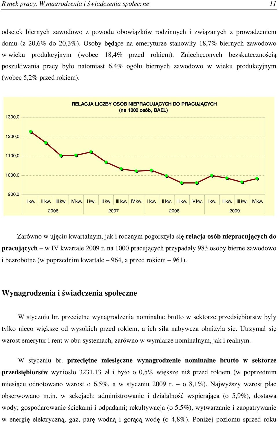 Zniechęconych bezskutecznością poszukiwania pracy było natomiast 6,4% ogółu biernych zawodowo w wieku produkcyjnym (wobec 5,2% przed rokiem).