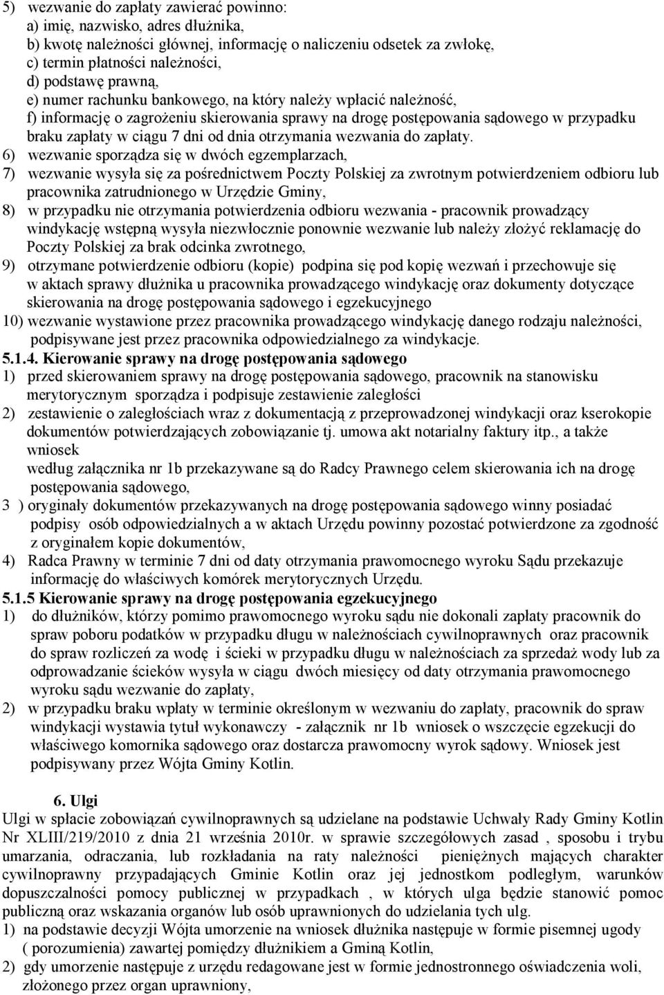 wezwania do zapłaty.
