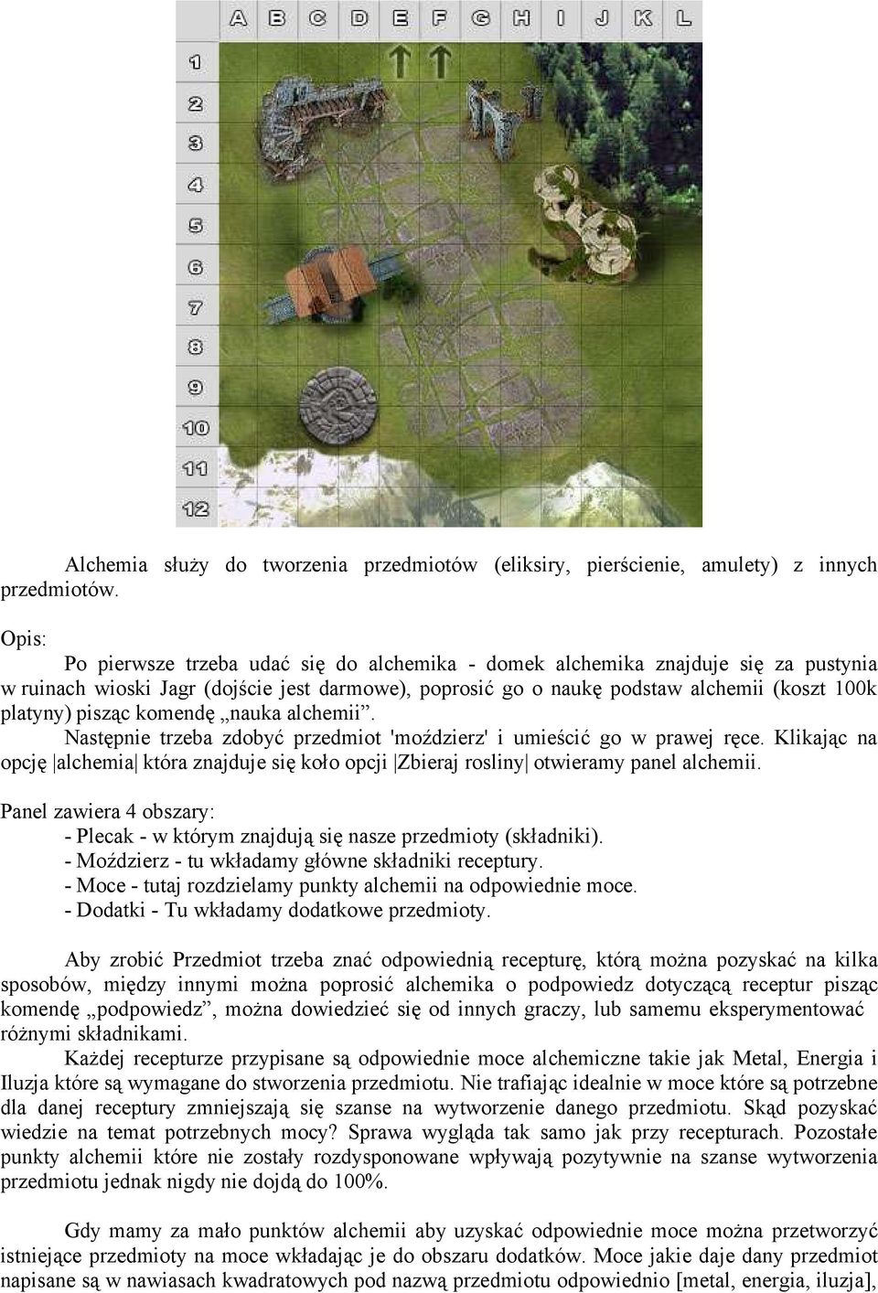pisząc komendę nauka alchemii. Następnie trzeba zdobyć przedmiot 'moździerz' i umieścić go w prawej ręce.