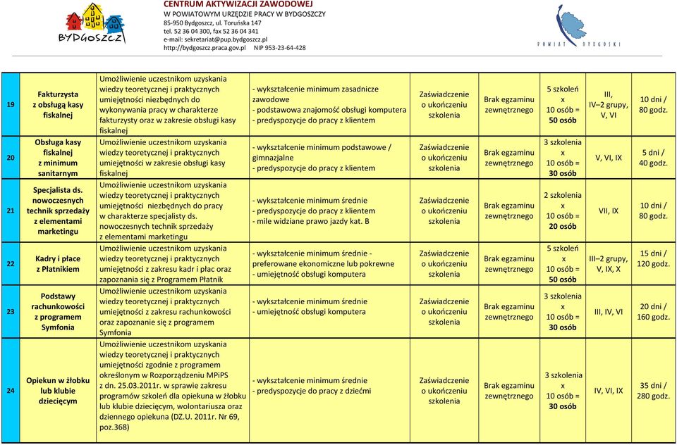 fakturzysty oraz w zakresie obsługi kasy umiejętności w zakresie obsługi kasy pracy w charakterze specjalisty ds.