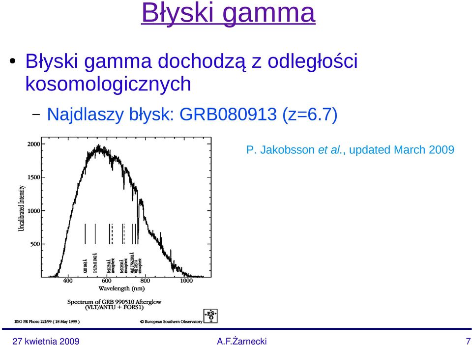 Najdlaszy błysk: GRB080913 (z=6.