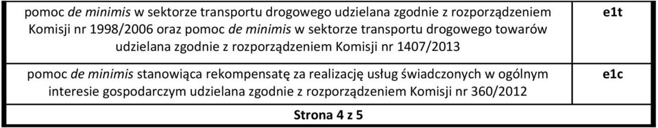 rozporządzem Komisji nr 1407/2013 pomoc de minimis stanowiąca rekompensatę za realizację usług