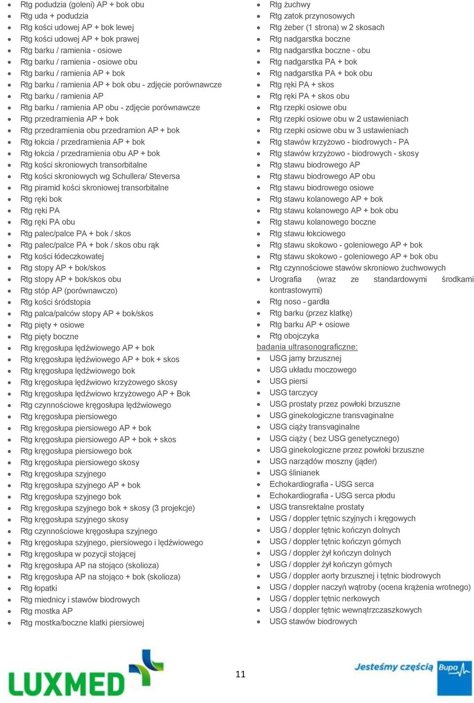 przedramion AP + bok Rtg łokcia / przedramienia AP + bok Rtg łokcia / przedramienia obu AP + bok Rtg kości skroniowych transorbitalne Rtg kości skroniowych wg Schullera/ Steversa Rtg piramid kości