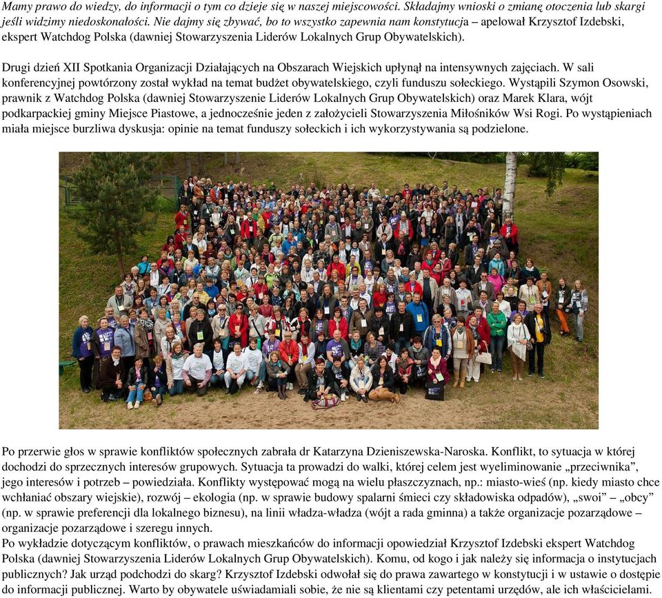 Drugi dzień XII Spotkania Organizacji Działających na Obszarach Wiejskich upłynął na intensywnych zajęciach.