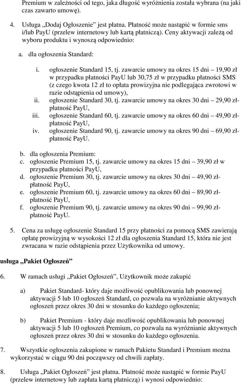 ogłoszenie Standard 15, tj.