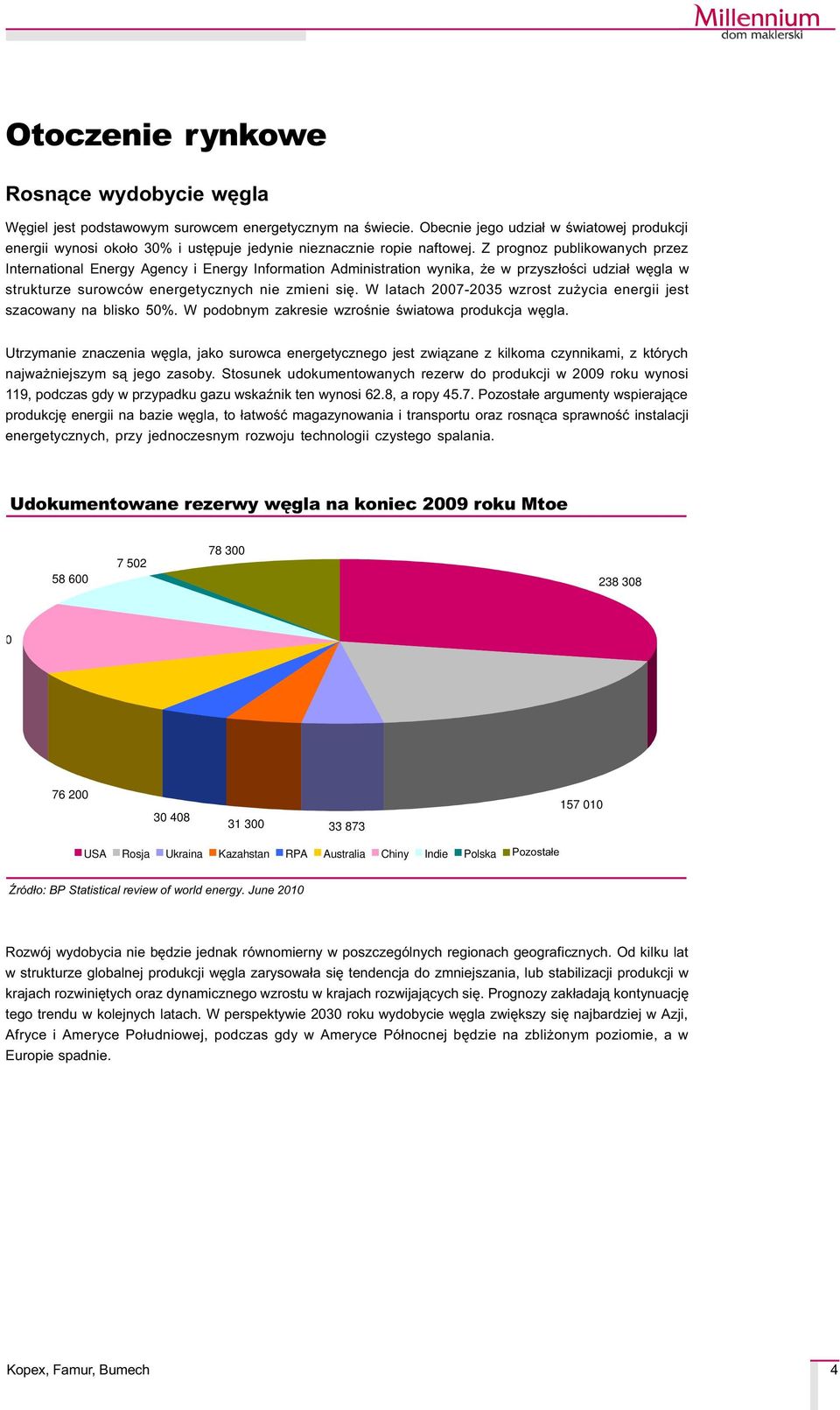 Z prognoz publikowanych przez International Energy Agency i Energy Information Administration wynika, e w przysz³oœci udzia³ wêgla w strukturze surowców energetycznych nie zmieni siê.